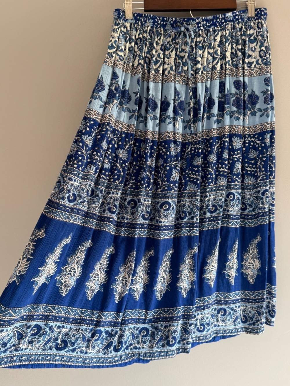 Floral Boho Patchwork Midi Maxi Skirt Prairie Cottage Hippie Tiered Festival M‎